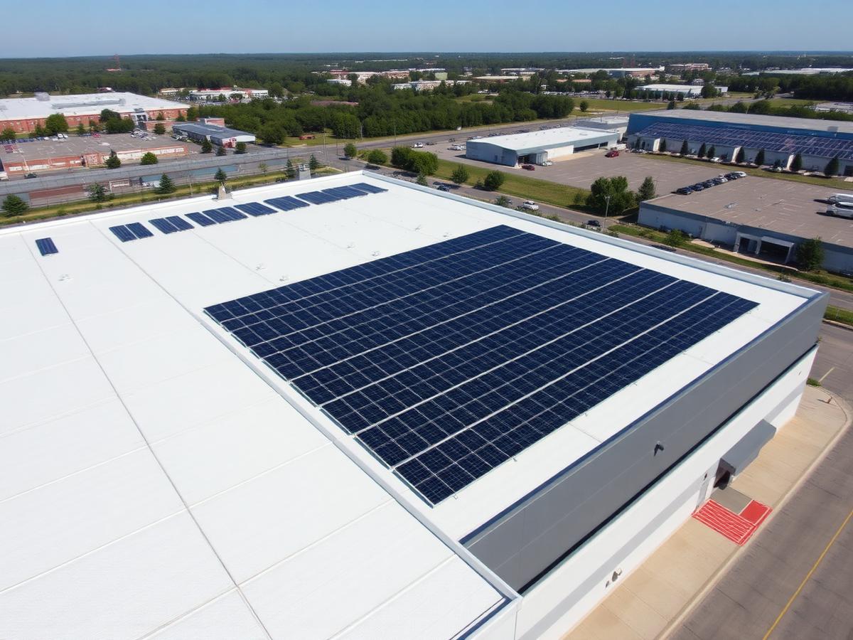 Flat commercial roof solar installation