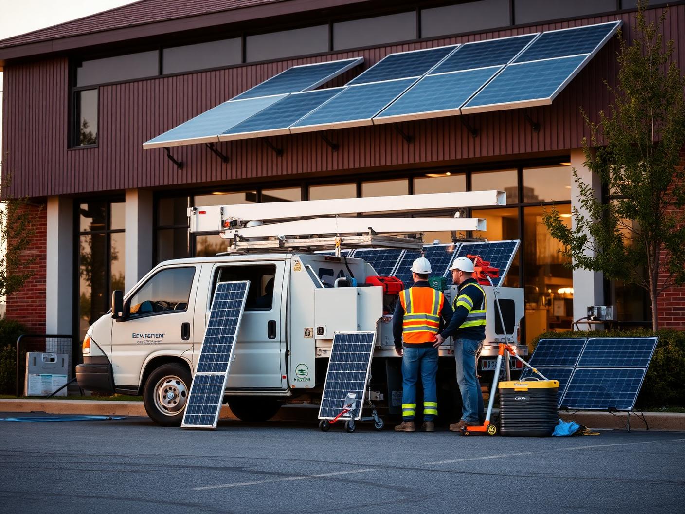 Divine Solar crew and truck at a commercial site