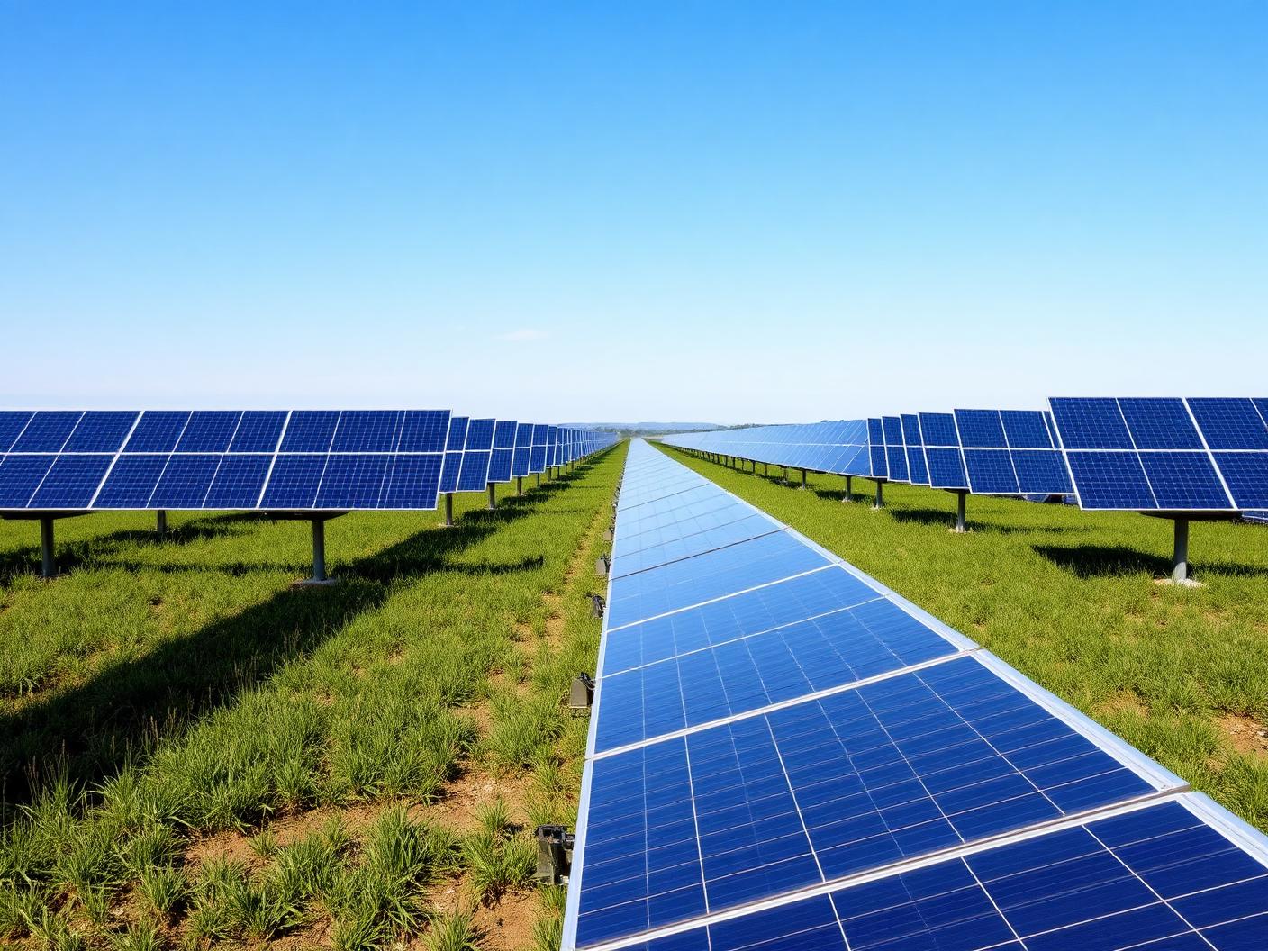Ground-mount solar array in an open field