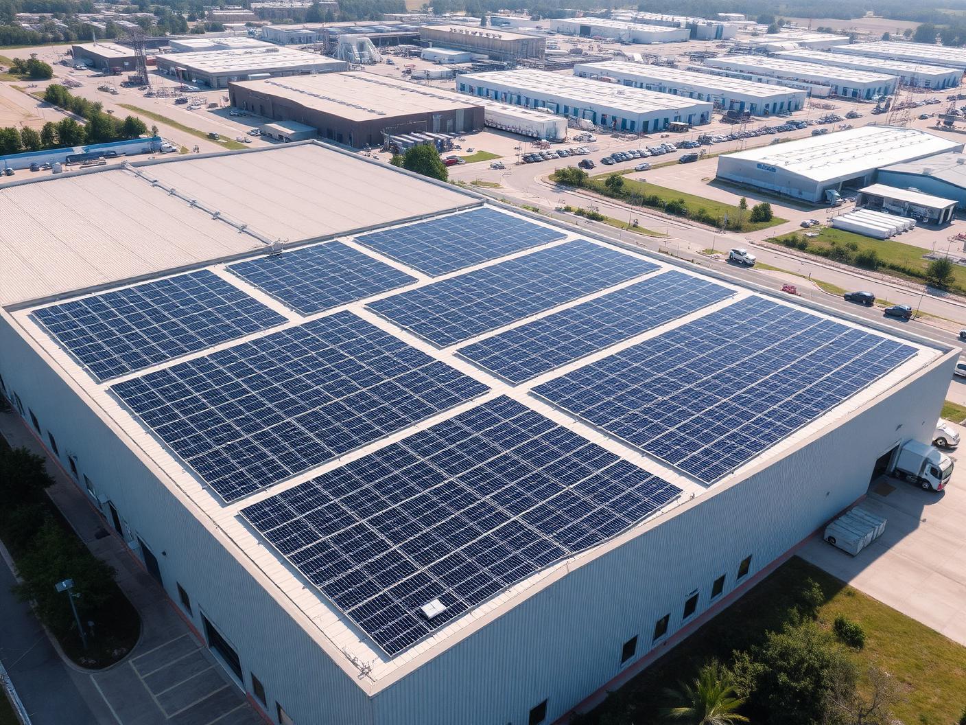 Commercial warehouse rooftop solar array